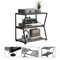 3-Tier Industrial Side Table, Rustic Grey Wood and Black Metal End Table